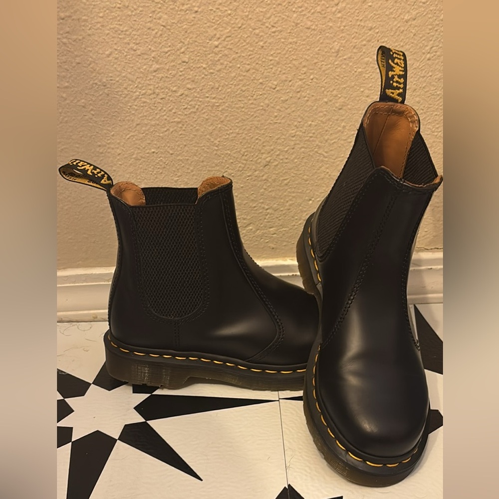 Dr. Martens Black Chelsea Boots with Yellow Stitching